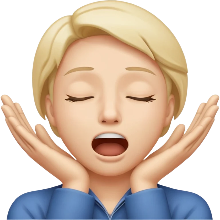 person with hands around their neck and their mouth open with their eyes closed  emoji