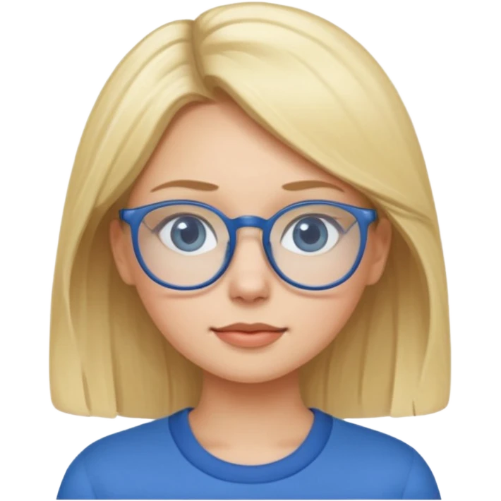 blond girl with eyeglass and blue outfit emoji