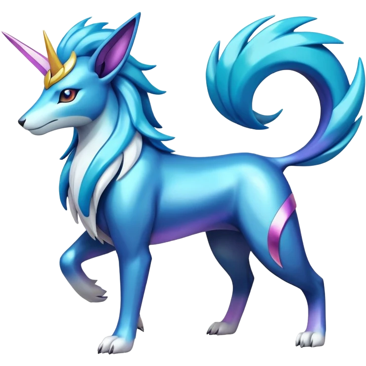 Shiny Colorful Cobalion-Suicune-fakemon (full body) emoji