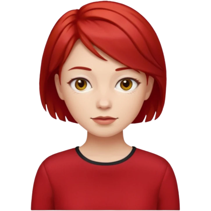 lady in red clothes , short layer red hair emoji
