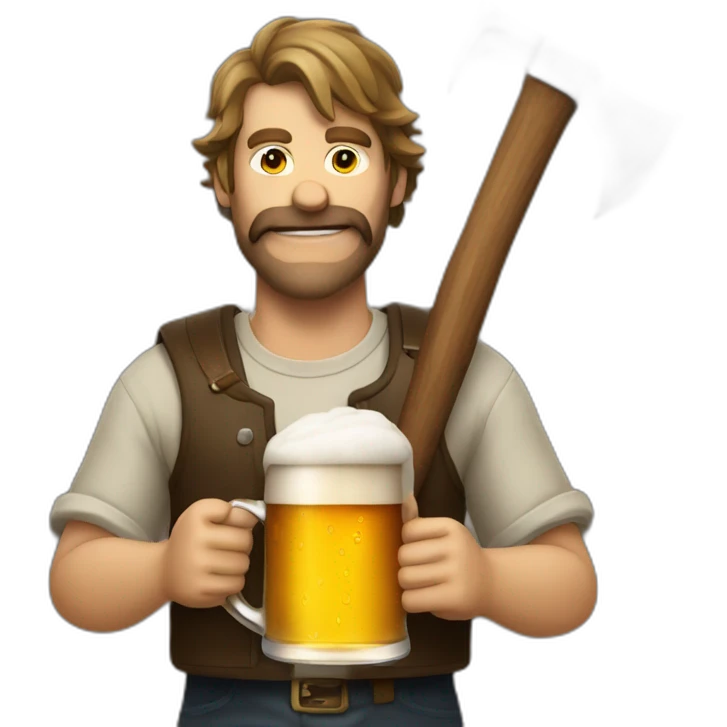 beer drinking man with an axe emoji