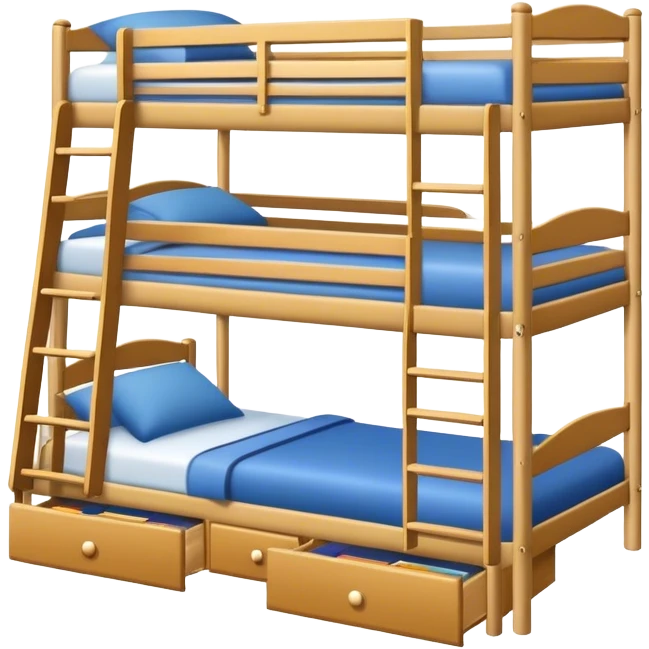 Triple bunk bed white with desk underneath  emoji