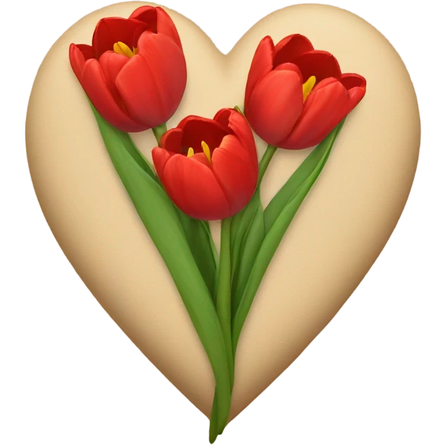 beige heart with tulips red emoji