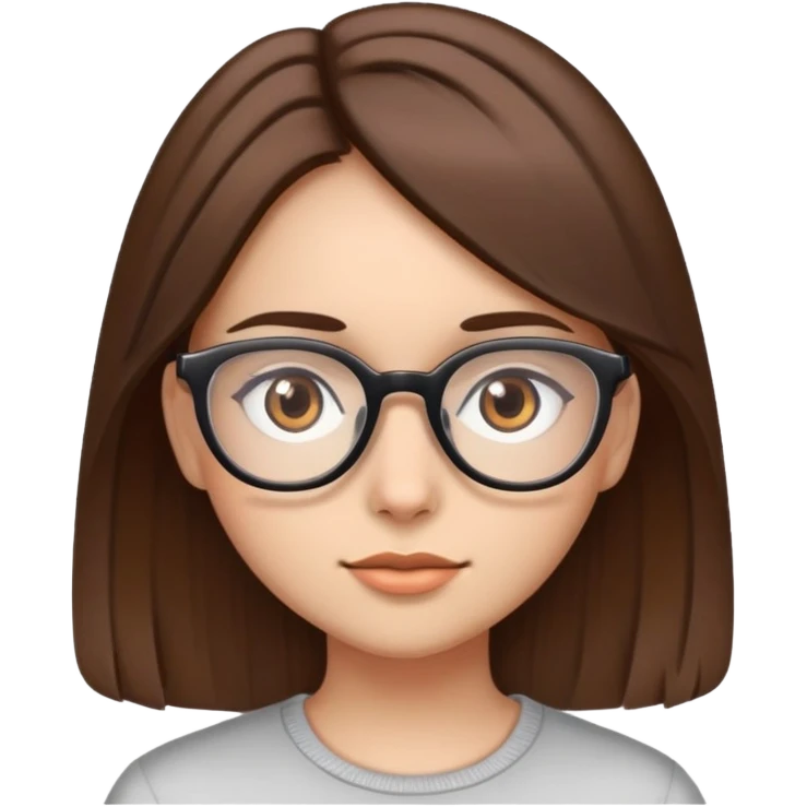 Girl with straight brown hair brown eyes and glasses  emoji