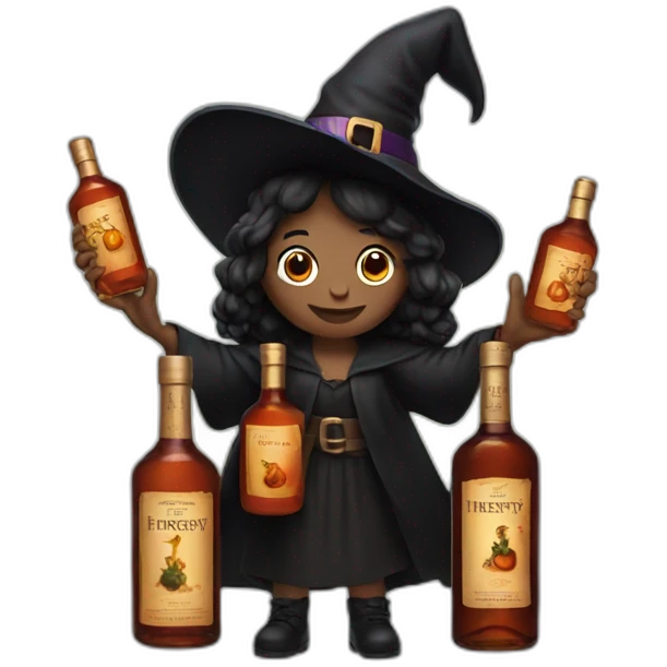 witch holding two hennessy bottles emoji