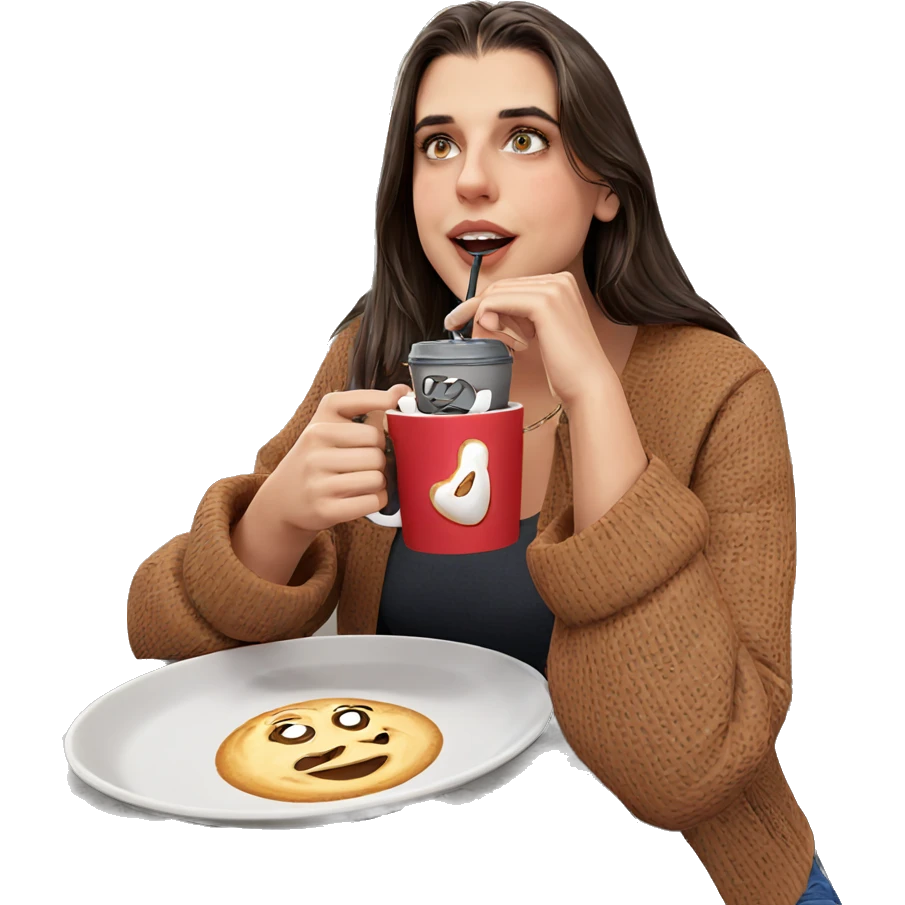 girl enjoying coffee in cafe emoji