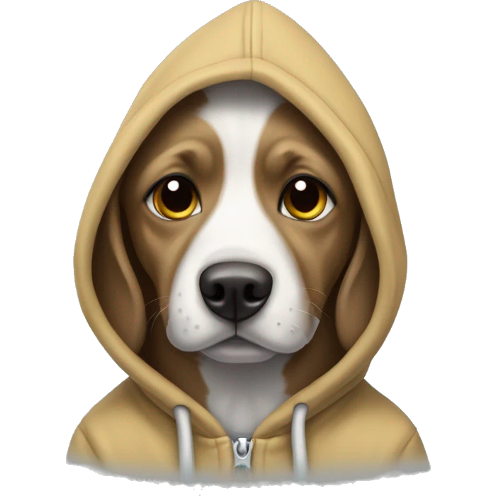 Dog wear a hoodie that has the name Kacper on it emoji
