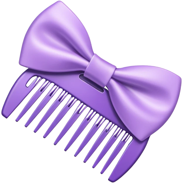 pastel purple styling comb in ios emoji style with a bow and background emoji