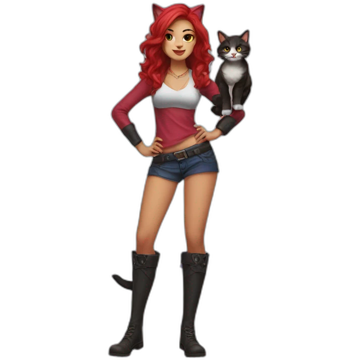 felina Katarina posing legs with cat emoji