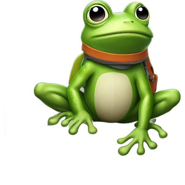 A frog mountaineering  emoji