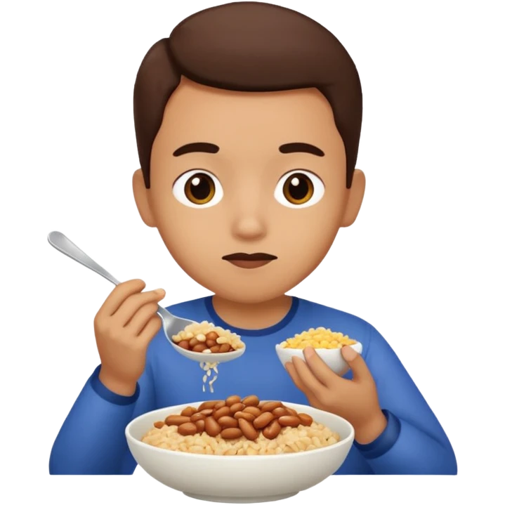 Create a person having lunch. Not a sandwich. Rice, beans and chicken. emoji