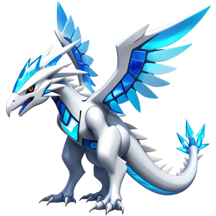 Futuristic Modern Epic Legendary Shiny Cyber-Latios-Dialga-Reshiram-Creature, (full body) emoji