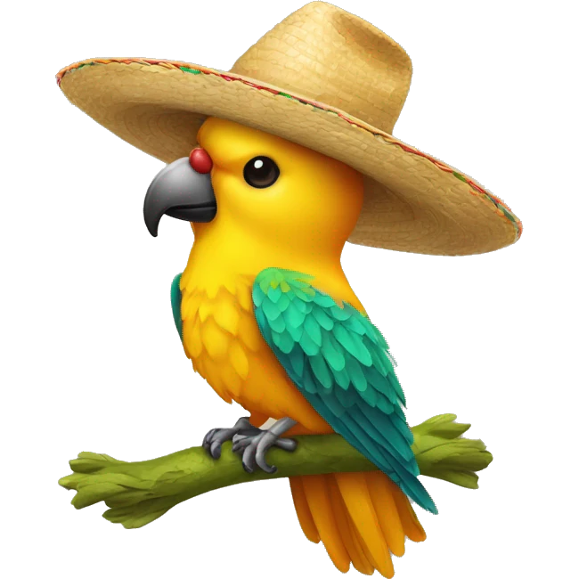 perroquet avec un chapeau mexicain emoji