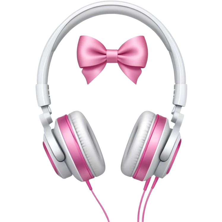 White headphones with pink bows emoji