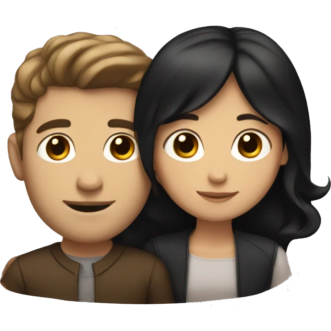 White man with brown hair hugging girl with black hair emoji