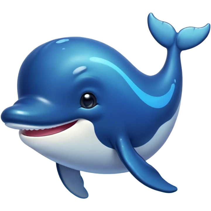 Cinematic Cute Humpback Whale Portrait Emoji, Head tilted playfully and inquisitively, featuring a softly rounded body with bright, sparkling eyes and an adorably expressive mouth, Simplified yet irresistibly adorable features, highly detailed, glowing with a warm, ocean-blue glow, high shine, affectionate and gentle, stylized with a touch of whimsical aquatic charm, soft glowing outline, capturing the essence of a friendly and endearing whale that seems as if it could sing its way into your heart! emoji
