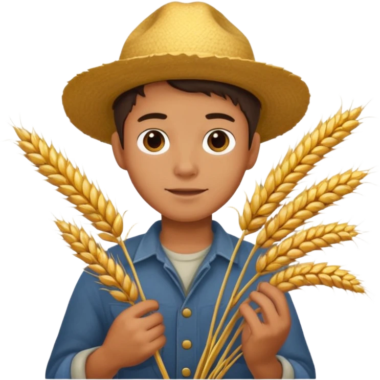 boy farmer, hold wheat emoji