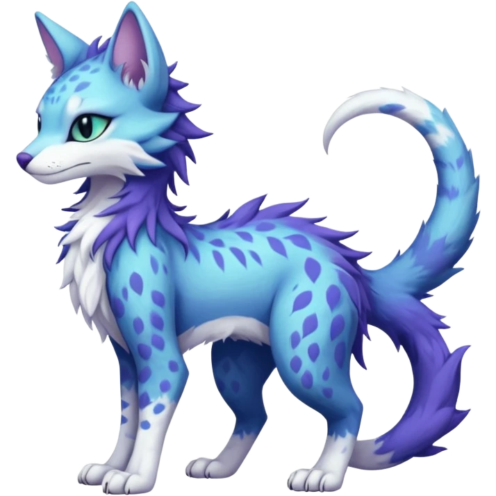 Kawaii pastel edgy fantasy feline-vernid-sergal-fursona animal creature with a tufted tail full body with intricate markings  emoji
