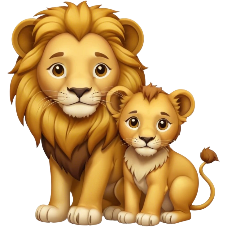 Lion avec un lion qui tiens un lion emoji