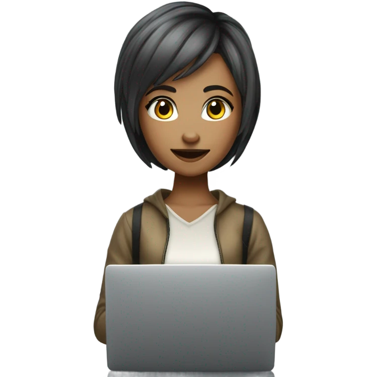 a pretty gamer girl with a pixie hair cut (light skin) playing on computer  emoji