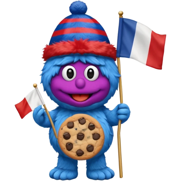 cookie monster with french flag emoji