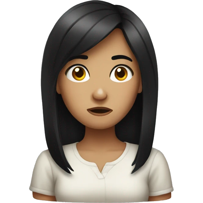 confused girl with black hair emoji