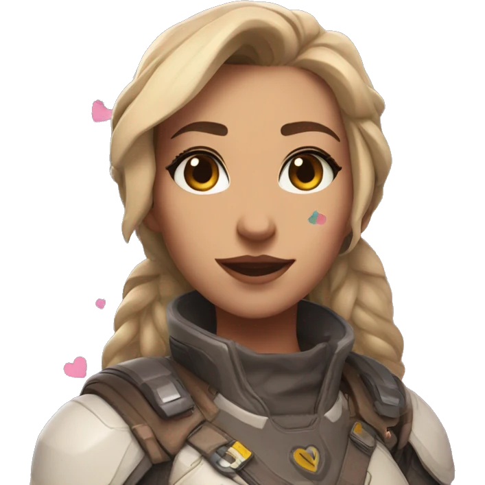 Juno from overwatch with hearts in her eyes emoji