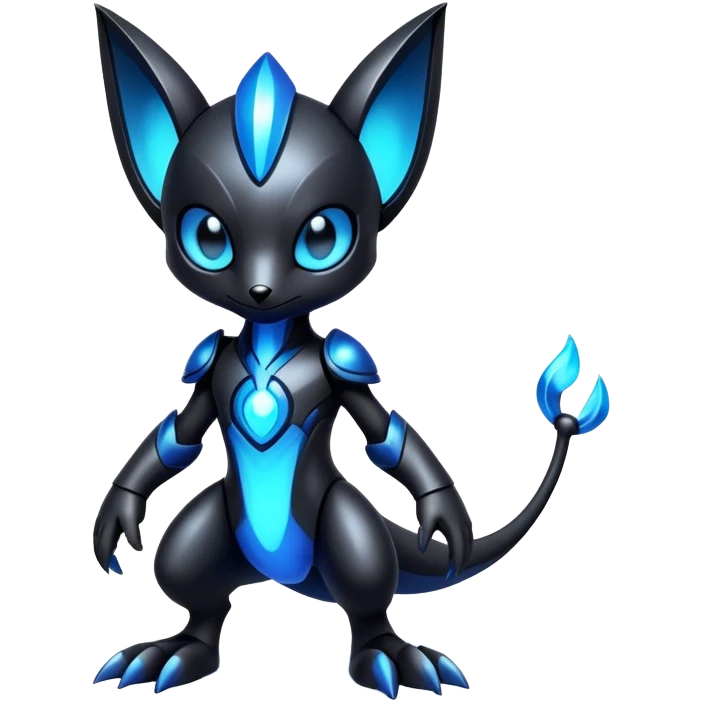 Modern futuristic black dark fakemon-creature with blue accents emoji