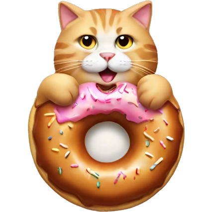 fat cat eating donut emoji