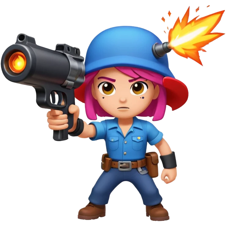 Brawl Stars character aiming a blaster emoji