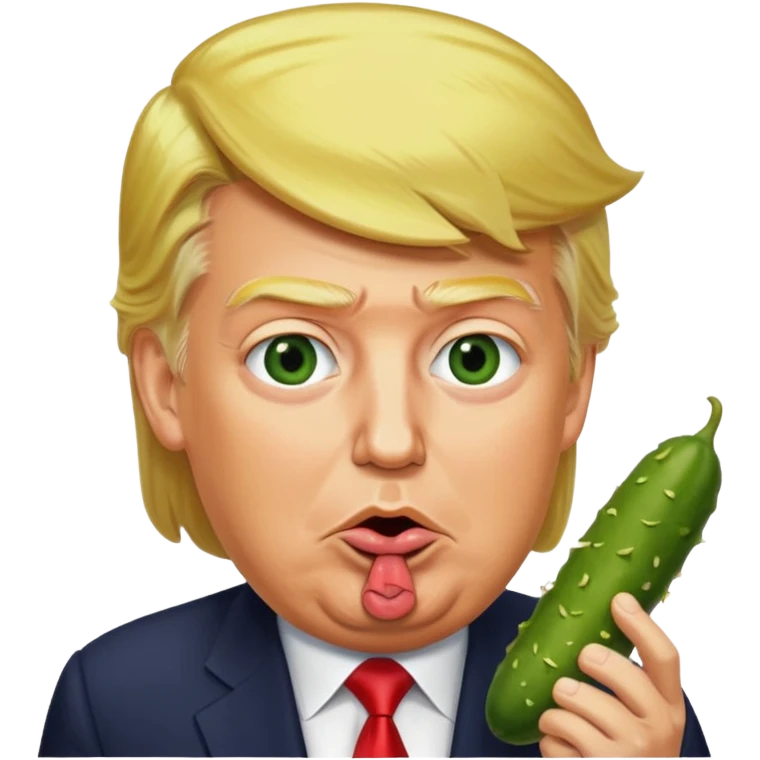 Donald Trump eating a pickle emoji