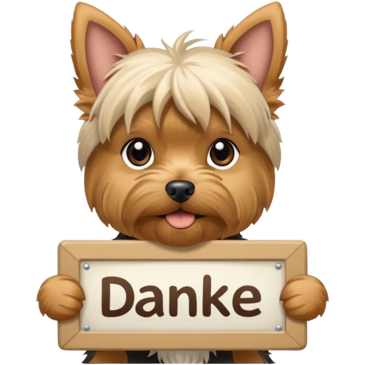 now make a yorkshire holding a sign danke emoji