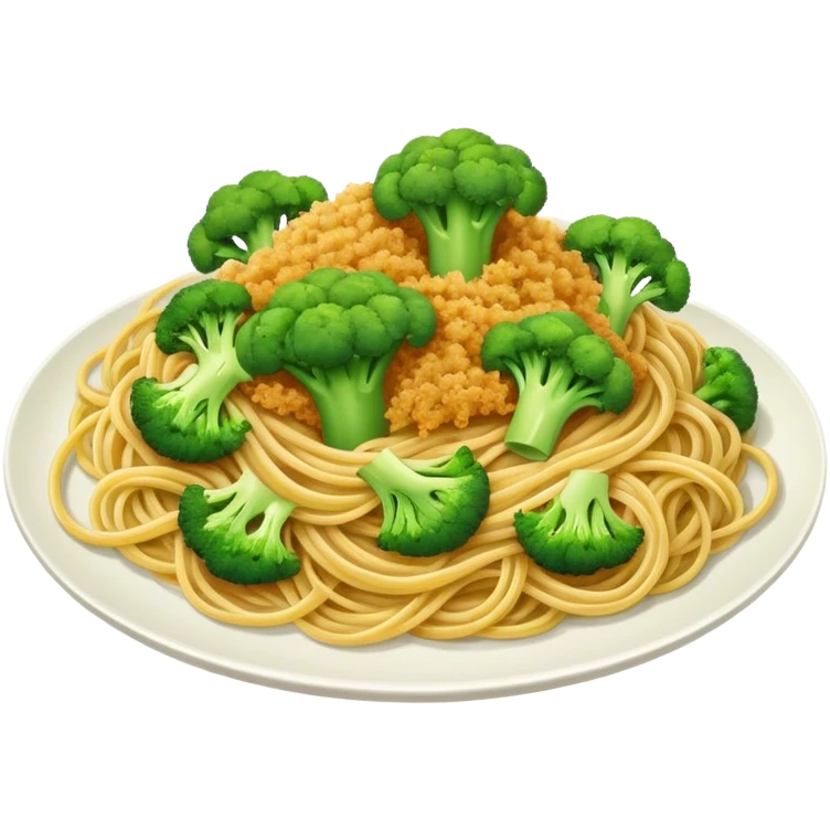 Broccoli and bread crumbs over spaghetti  emoji