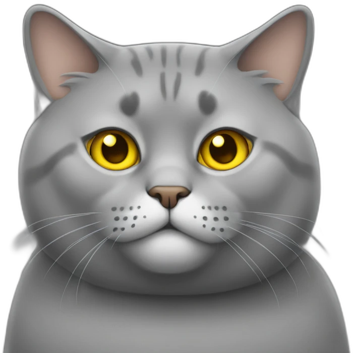 Fat cat grey with yellow eyes emoji