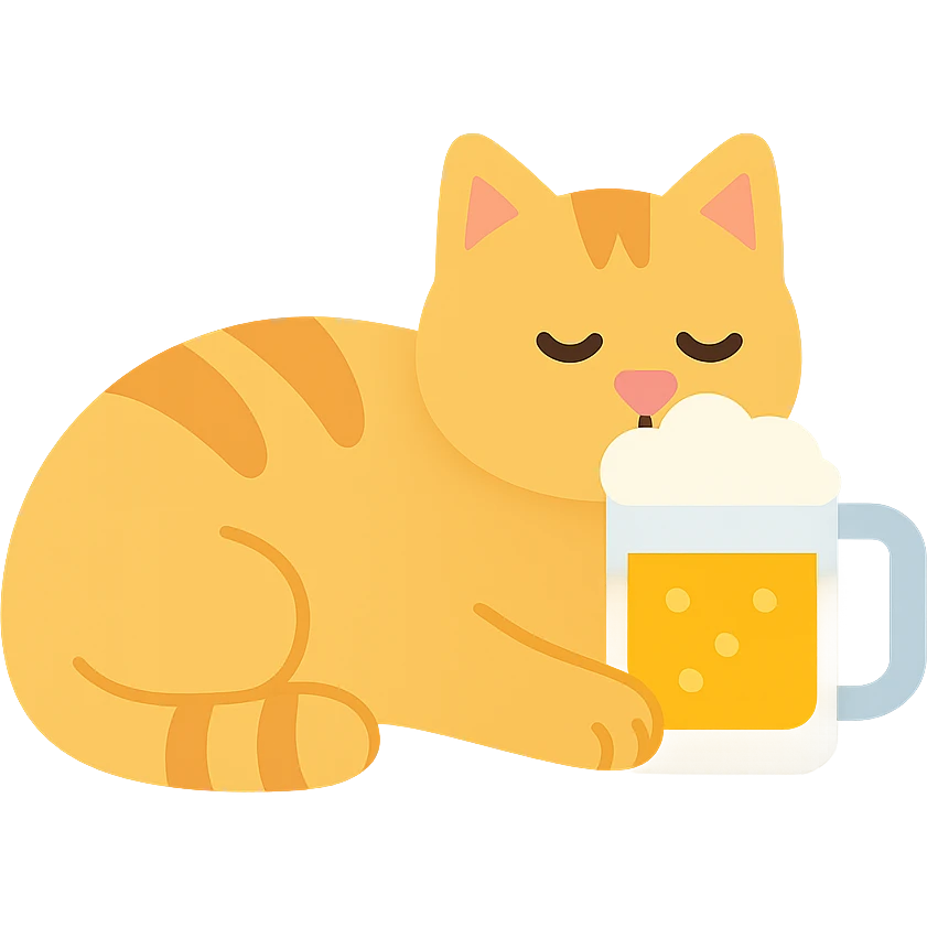 кот лежит и пьет пиво emoji