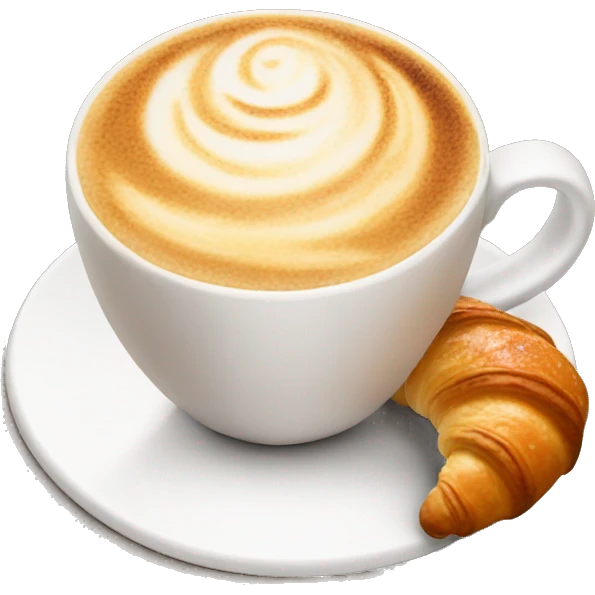 Cup of cappuccino with croissant emoji