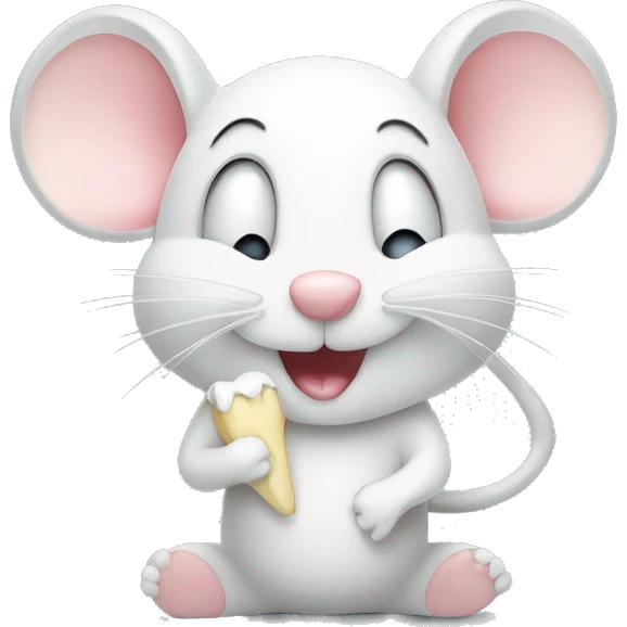 cute white mouse holding a tooth emoji