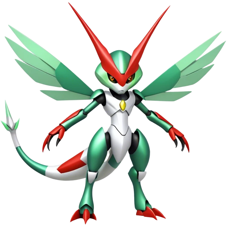 Cute Cool Edgy Shiny Futuristic Ethereal Legendary Kartana-Digimon-Scizor-hybrid full body emoji