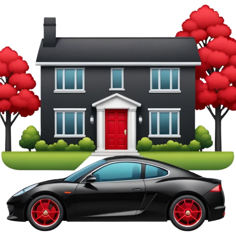 car sport in front of a house emoji