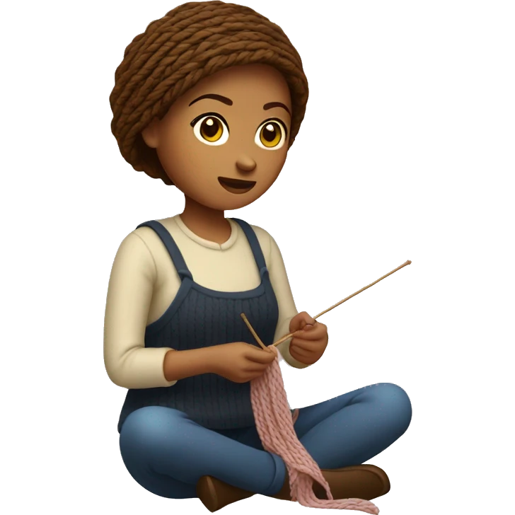 Short hair woman knitting emoji