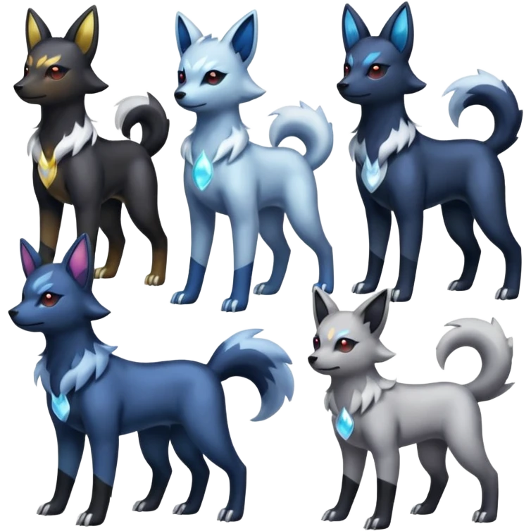 Translucent Magnificent Pastel Shiny Glowing Divine Houndour-Absol-Zorua-Umbreon-fusion (full body) emoji