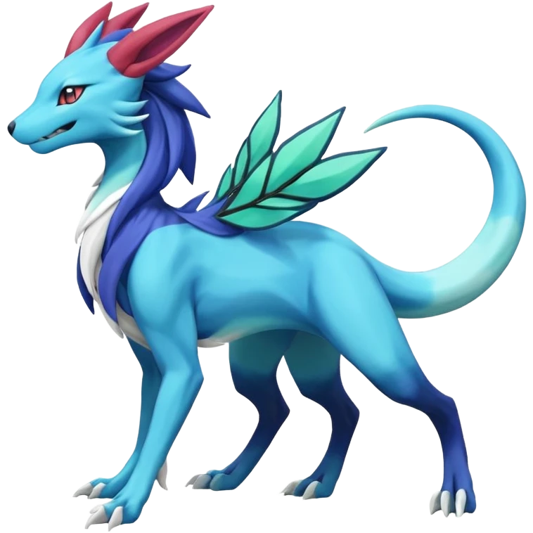 Suicune-Aurorus-Salandit-Glaceon-Meganium-fusion (full body) emoji