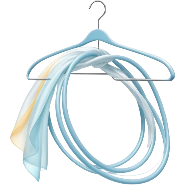 Abstract swirling energy forming clothing hanger with subtle style elements flowing around it, ethereal wardrobe definition symbol emoji