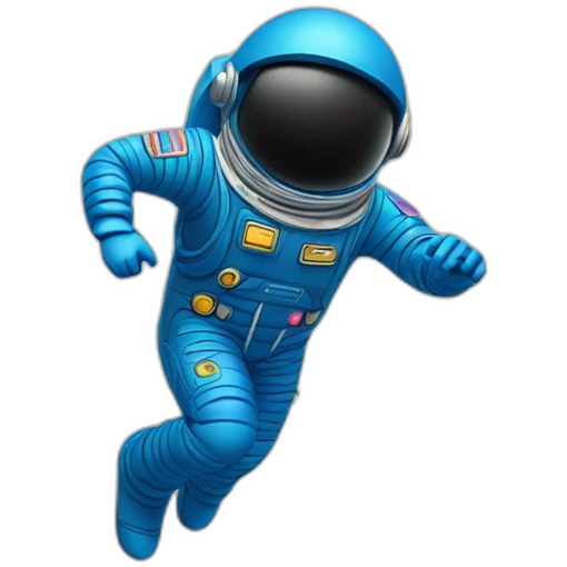 blue spaceman in a blue suit flying straight up into space emoji