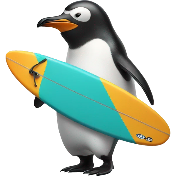 Penguin with surf board  emoji
