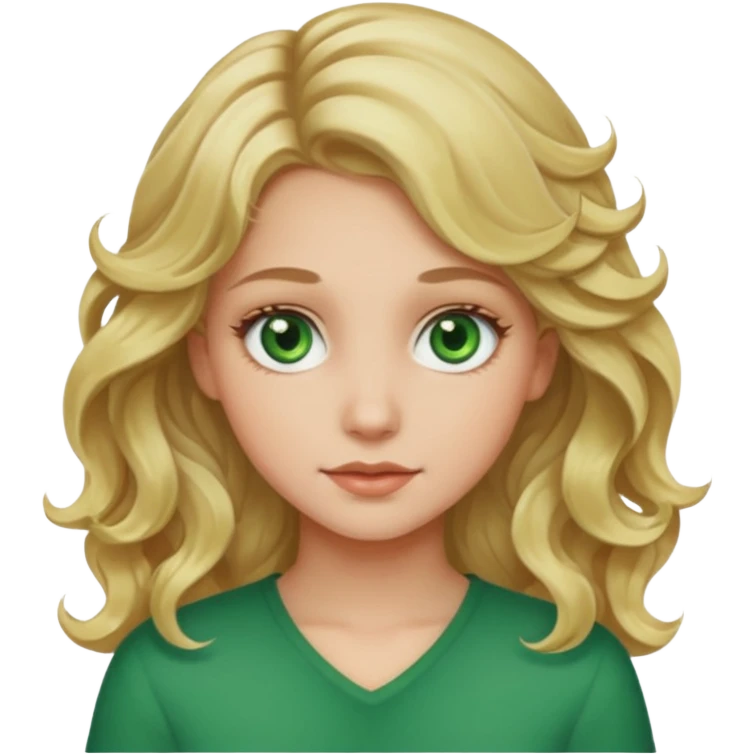 Girl with blond wavy hair and green eyes emoji