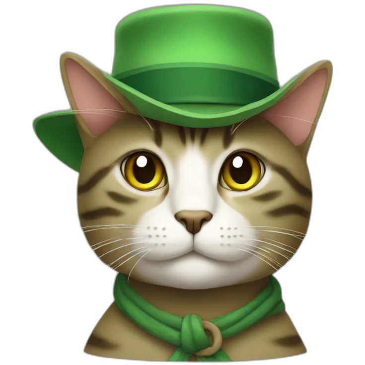 green cat with brown hat emoji