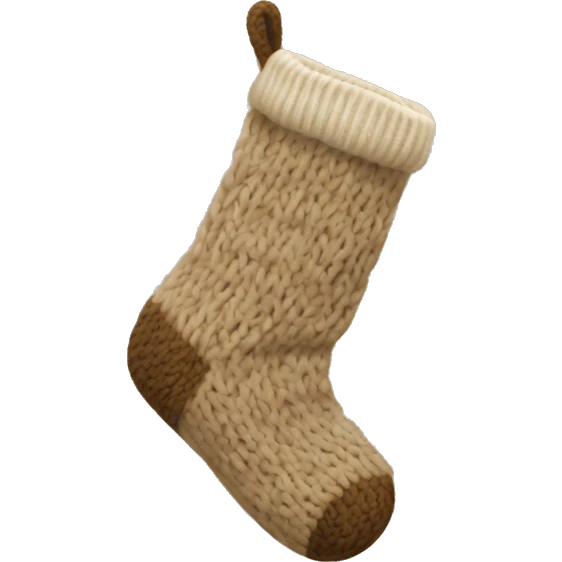Beige knit Christmas sock emoji