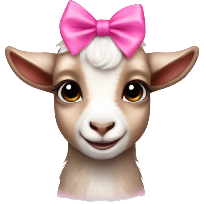 a baby goat with pink bows on the head emoji