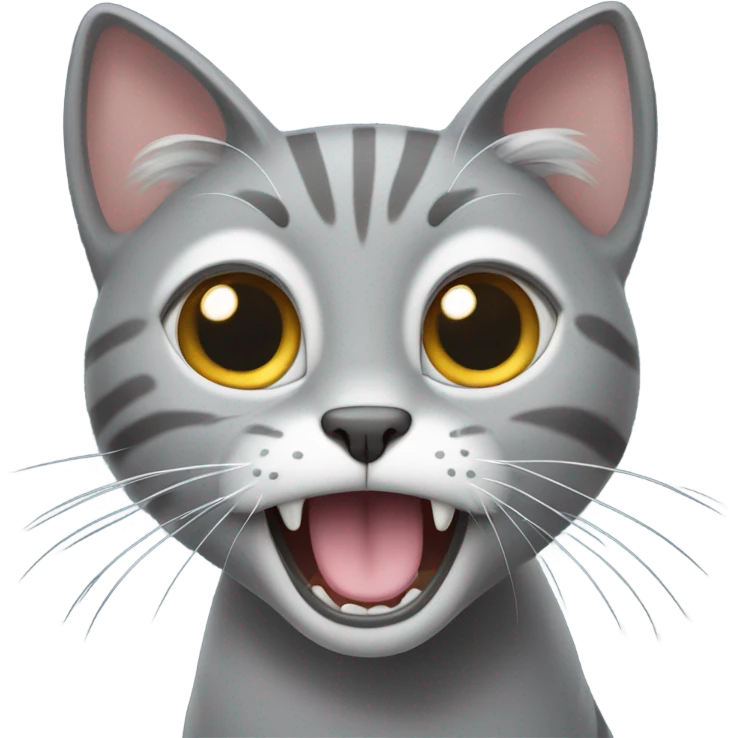 Grey cat yelling emoji
